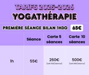 tarifs yogathérapie Be HappYoga Corinne Chauveau