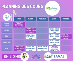 PLANNING GENERAL cours de yoga BE HAPPYOGA