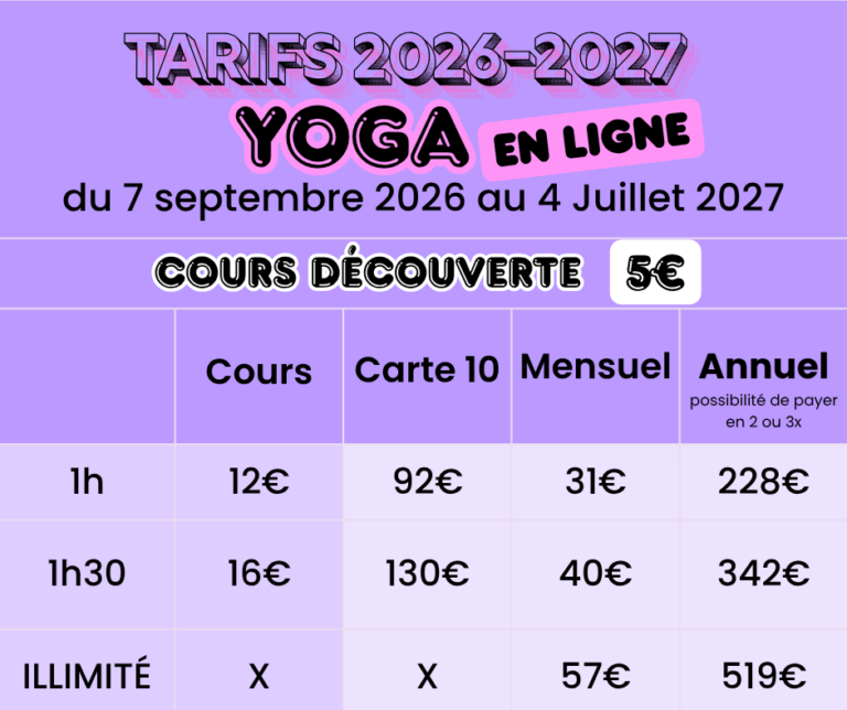 TARIFS YOGA EN LIGNE BE HAPPYOGA