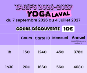 TARIFS YOGA LAVAL BE HAPPYOGA